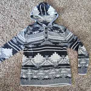 American Eagle Outfitters UNIQUE Aztec Print Hoodie Size L. Grey Geometric